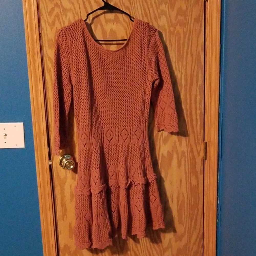 Blush colored crocheted dress